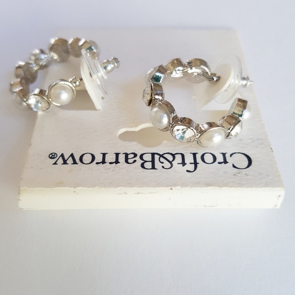 NWT Croft & Barrow Faux Pearl & Crystal Earrings - Picture 5 of 7